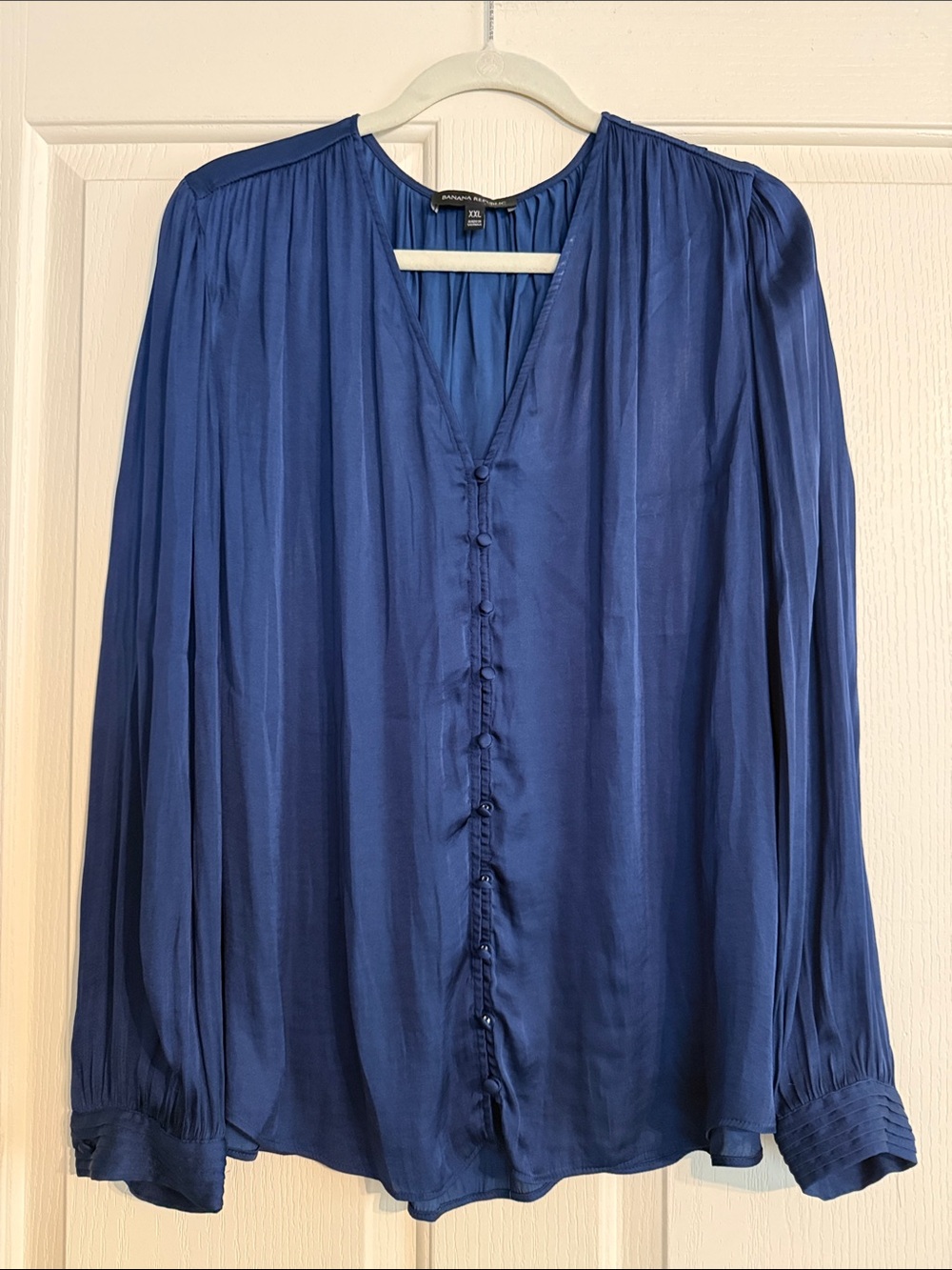 Banana Republic Royal Blue Button-Front Long-Sleeve Blouse